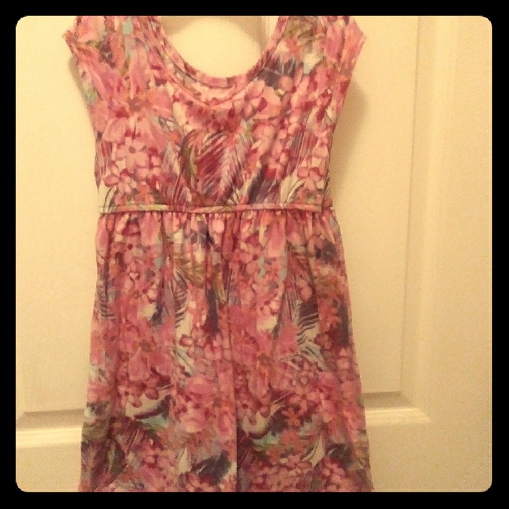 Floral A-line Short Sleeve Dress